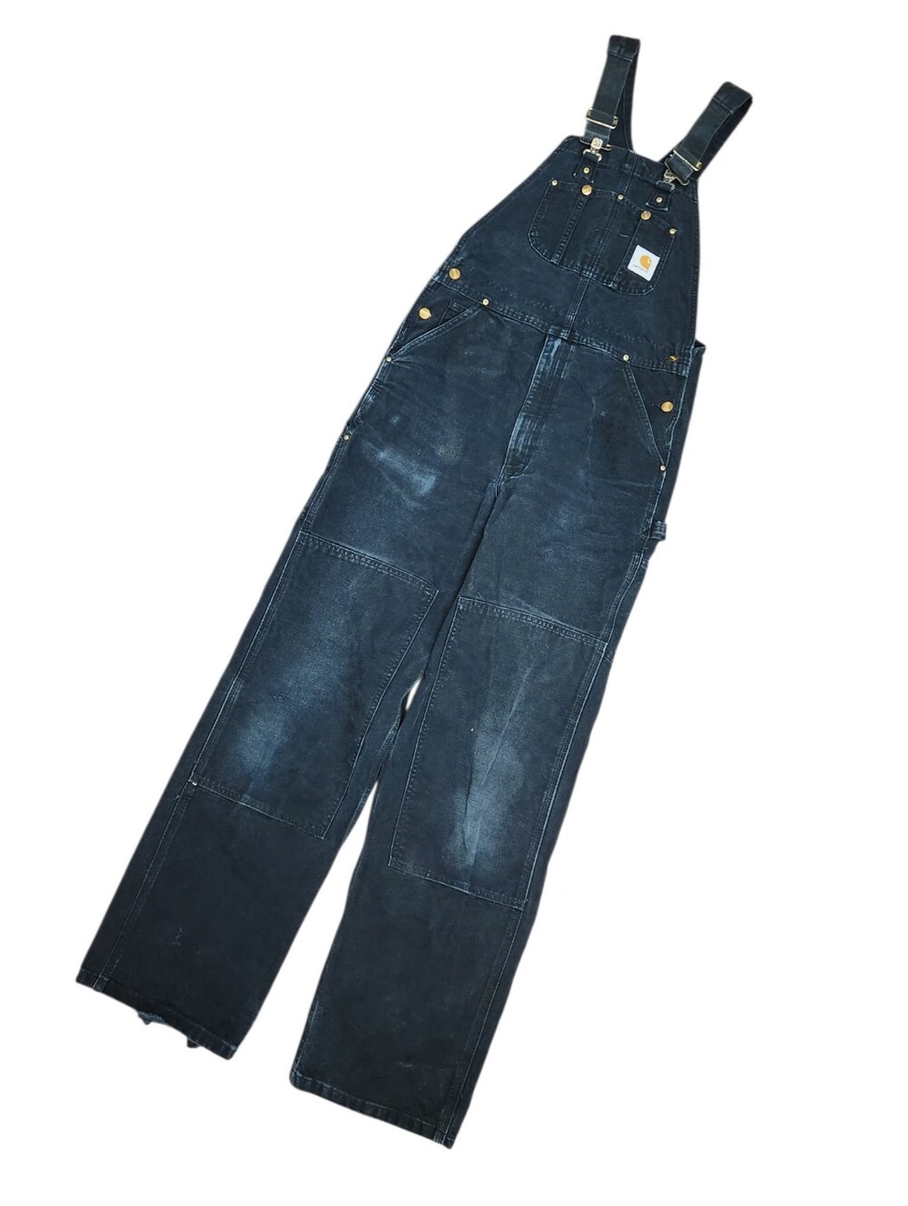 Carhartt Bib Overalls Womens 32x34 Black Double Knee Work Jeans